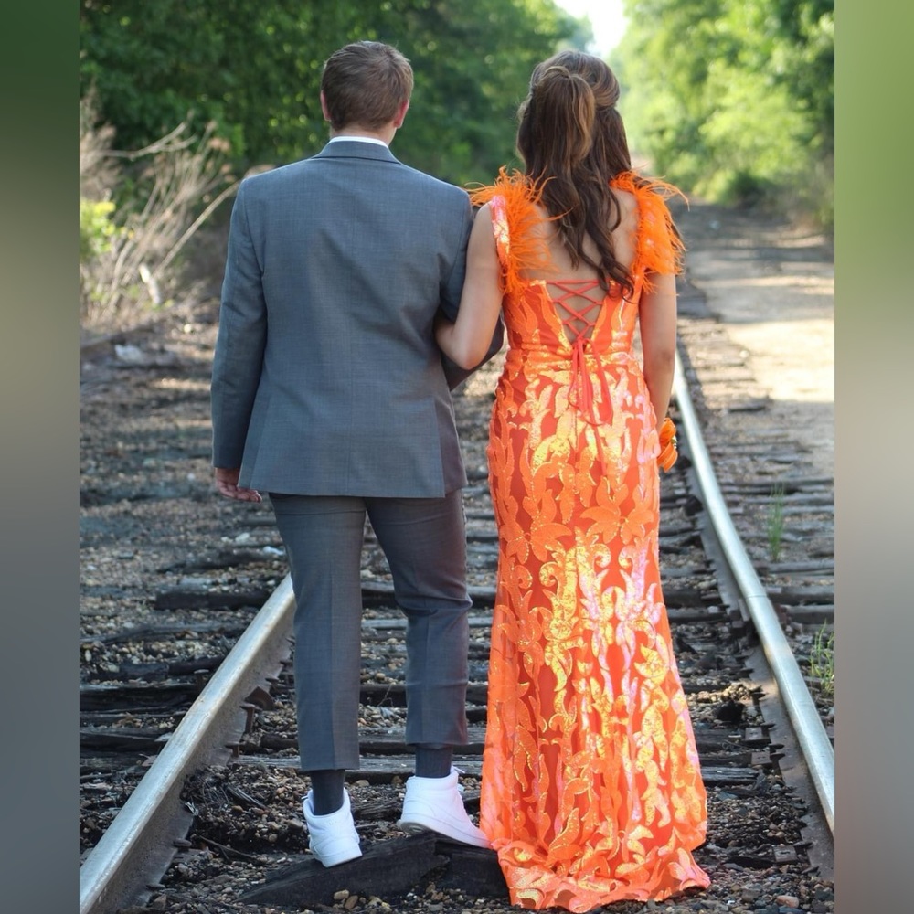 Orange Glitter prom dress